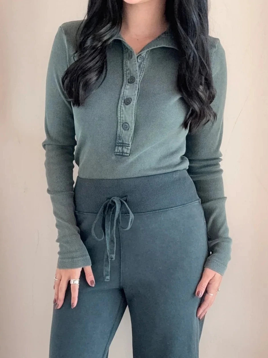 CROP FUNNEL NECK HENLEY