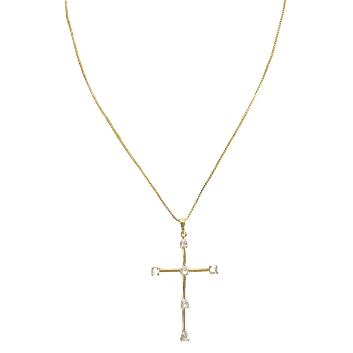 TOM’E CZ CROSS NECKLACE - GOLD