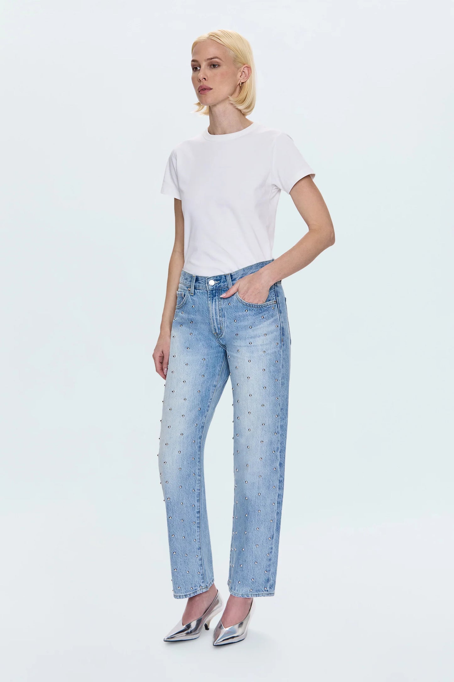 LEXI MID RISE BOWED STRAIGHT JEAN