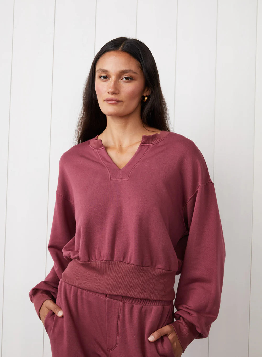 SOFTEST FLEECE L/S MOTCH NECK SWEATSHIRT