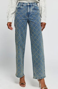 STARIA STUDDED PLAID JEANS