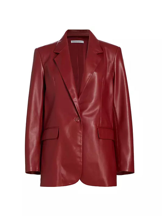 FAUX LEATHER BOYFRIEND BLAZER