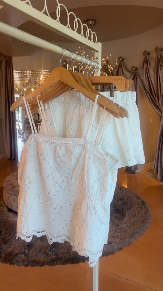 SIDE SMOCKED LACE CAMI