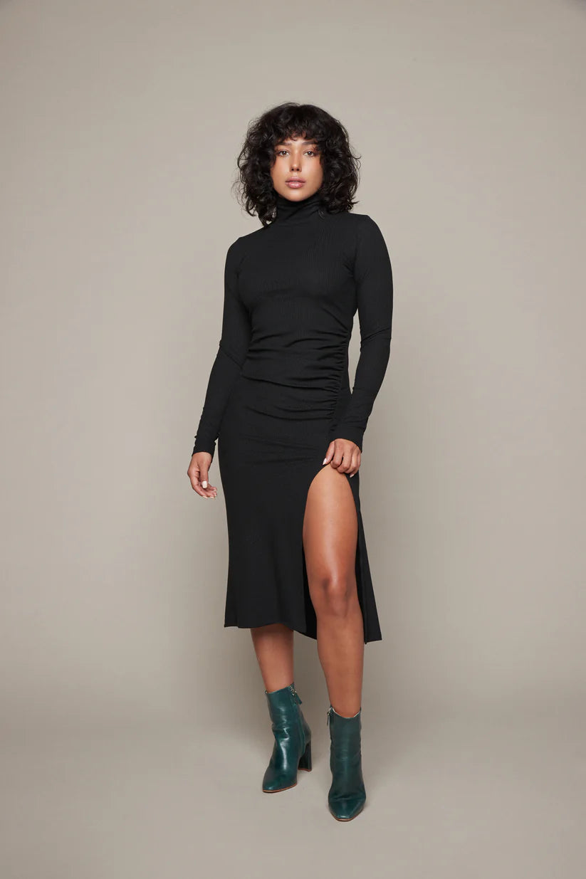 SOPHIE RIB DRESS BLACK