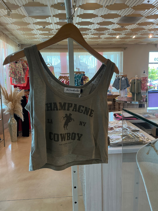 Champagne Cowboy- Boxy Tank- Camel Gold