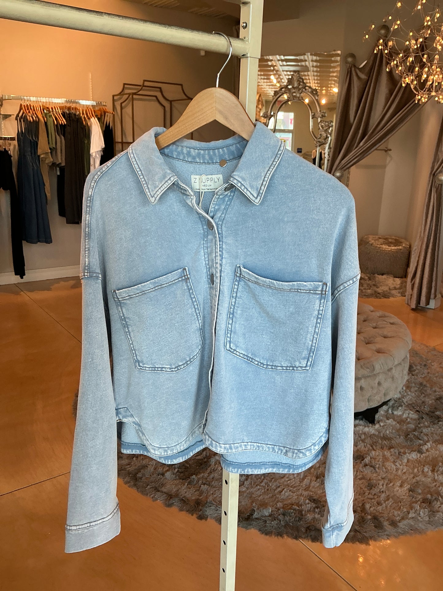 ALL DAY CROPPED KNIT DENIM JACKET