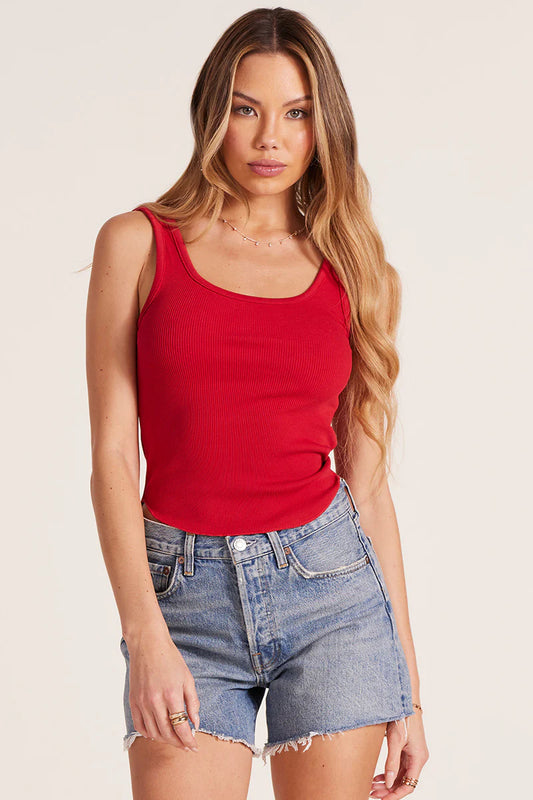 RIBBED SCOOP NECK CROPPED TANK