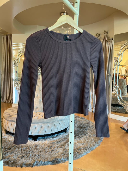 L/S RIB CREWNECK CROP