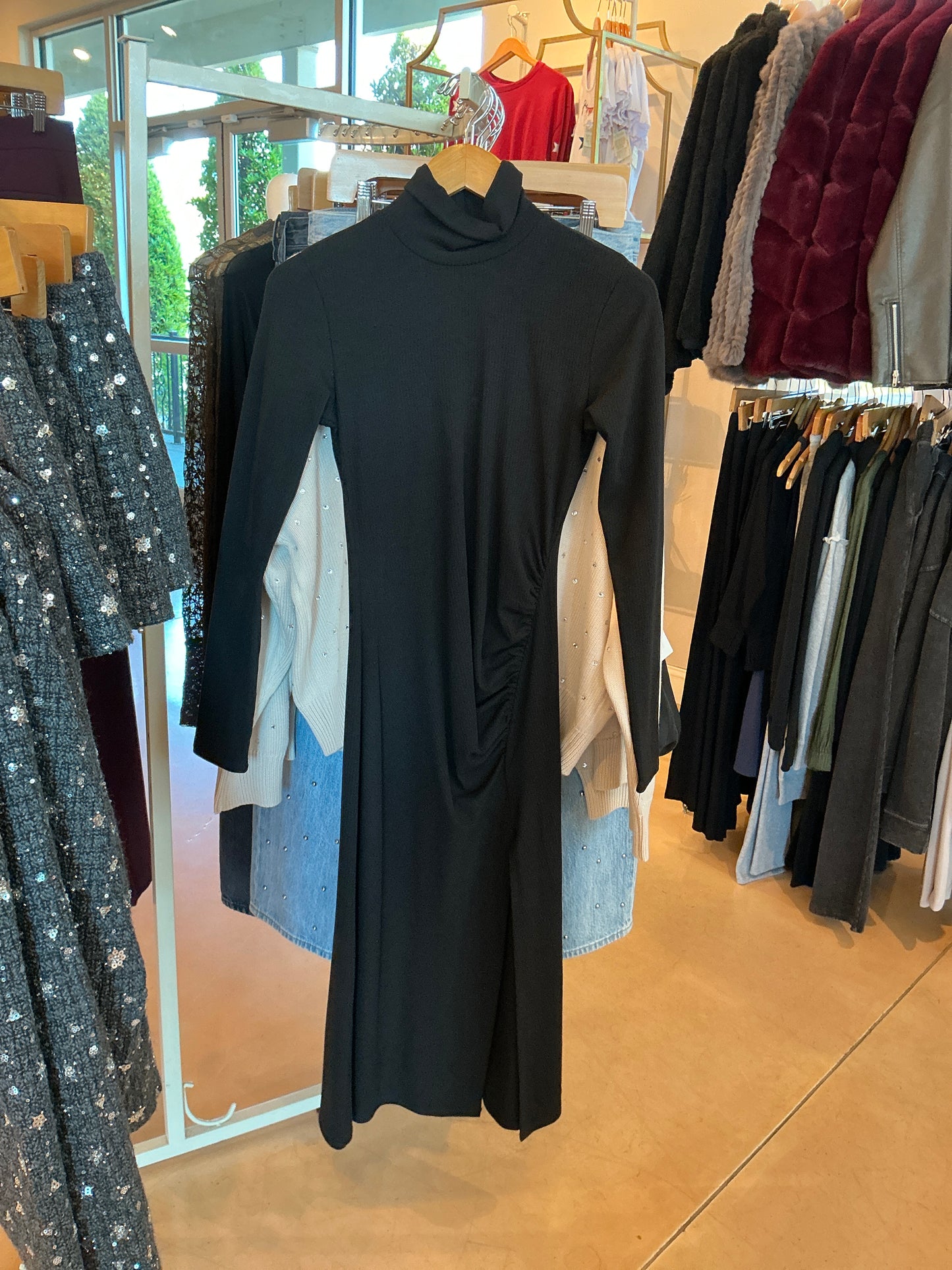 TURTLE NECK L/S MINI DRESS