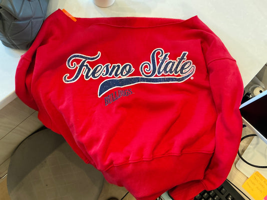 FRESNO STATE RED OFF THE SHOULDER SWEATSHIRT