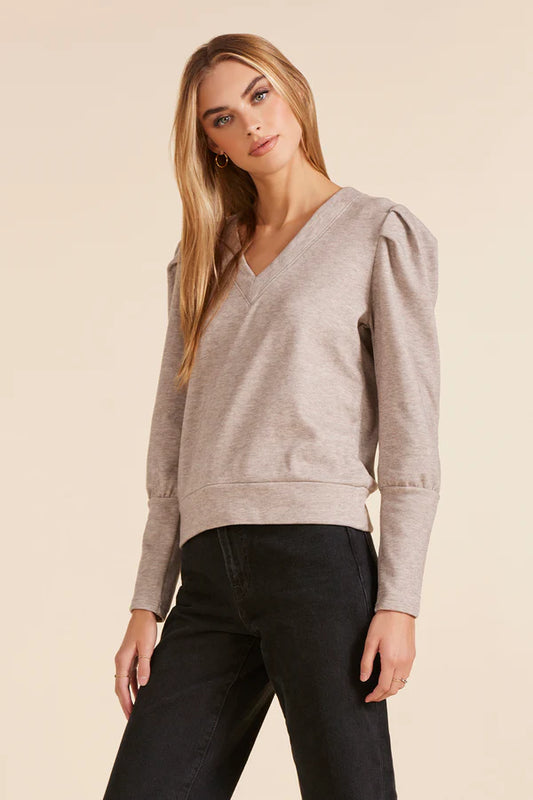 PLEAT SLEEVE CREWNECK PULLOVER