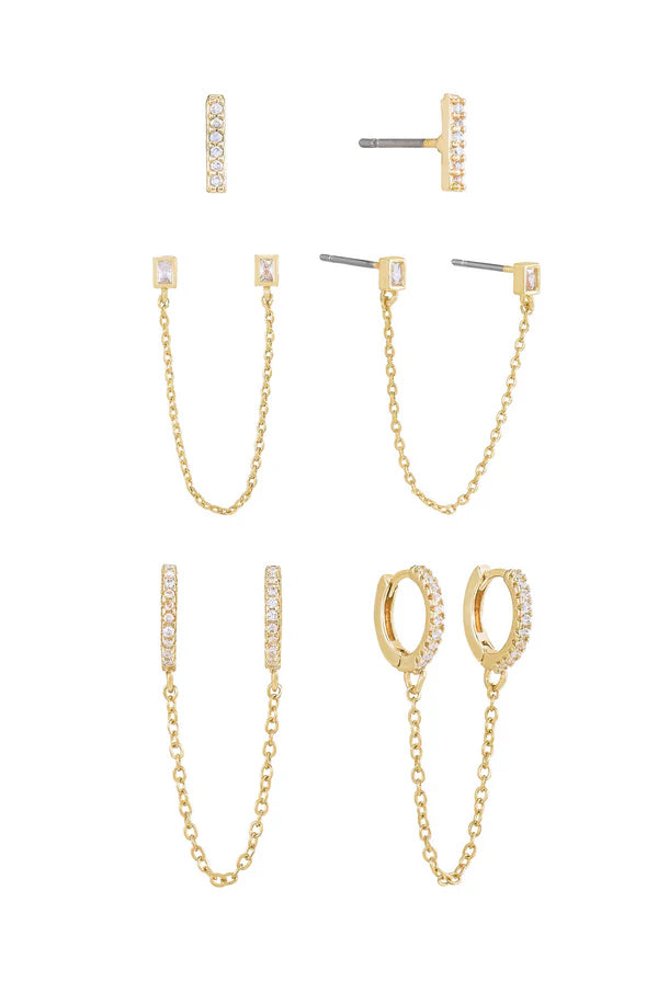 CHAIN DANGLE AND STUD EARRINGS SET