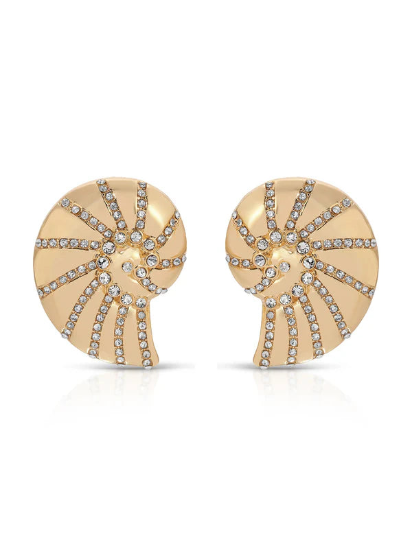CRYSTAL STUDDED SHELL EARRINGS