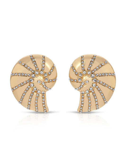CRYSTAL STUDDED SHELL EARRINGS