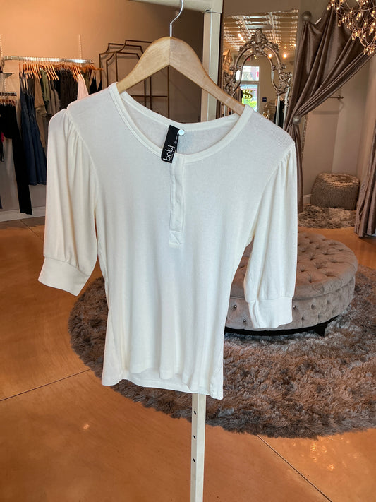 HENLEY PUFF SLV TEE
