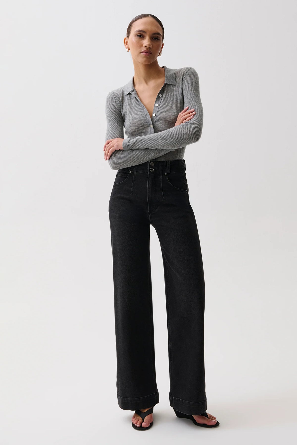LANA DEL BUTTON HIGH RISE ULTRA WIDE LEG
