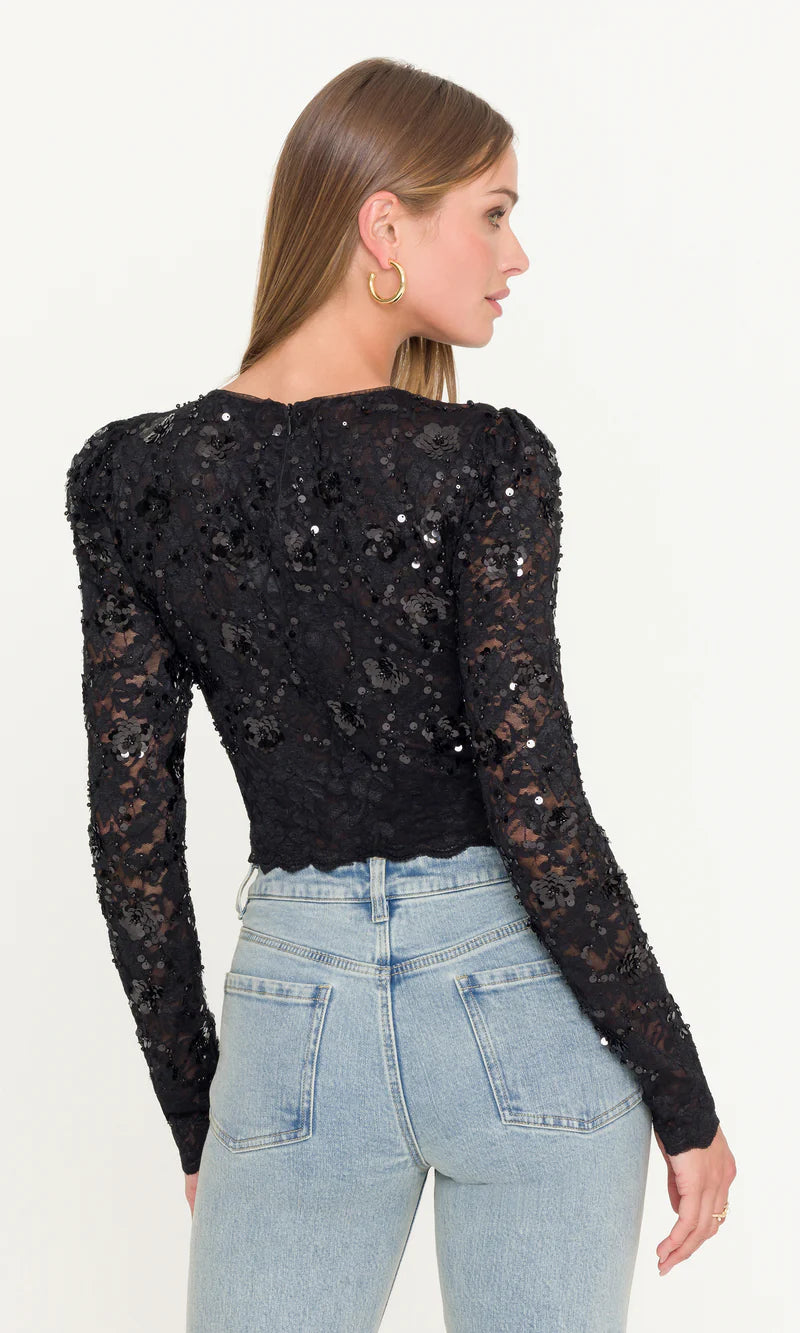SAFIA SEQUIN LACE TOP