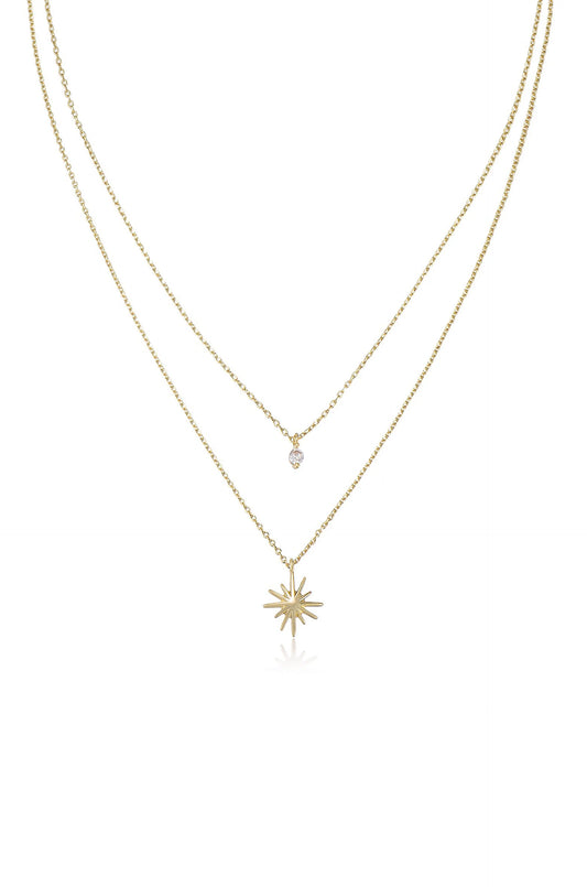 Layered starburst crystal necklace