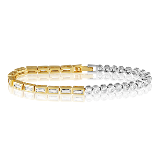 Adrian Two-tone Bezel Tennis Bracelet