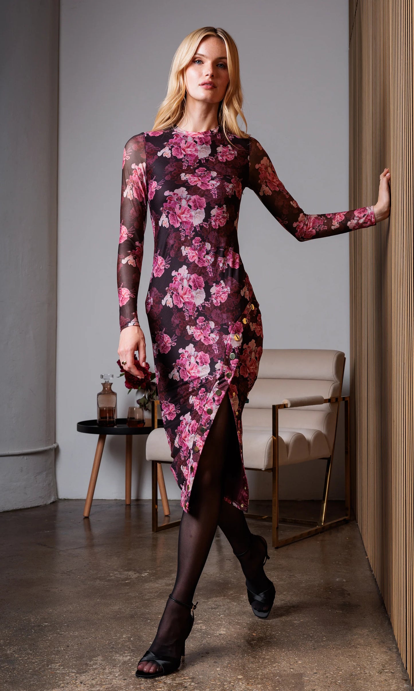 MONIQUE FLORAL MESH DRESS