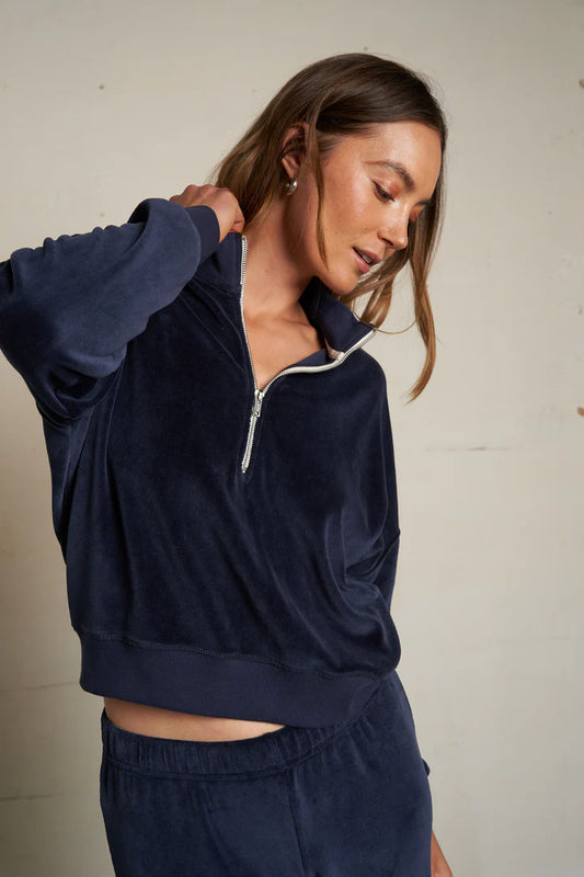 KIVA-VELOUR 3/4 ZIP SWEATSHIRT