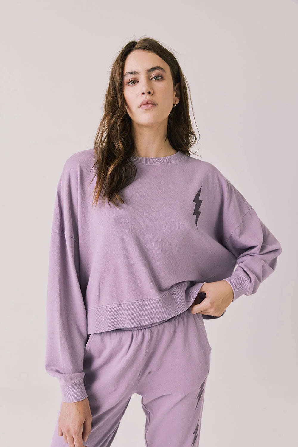 COTTON FLEECE RAMONE PULLOVER, AMETHYST