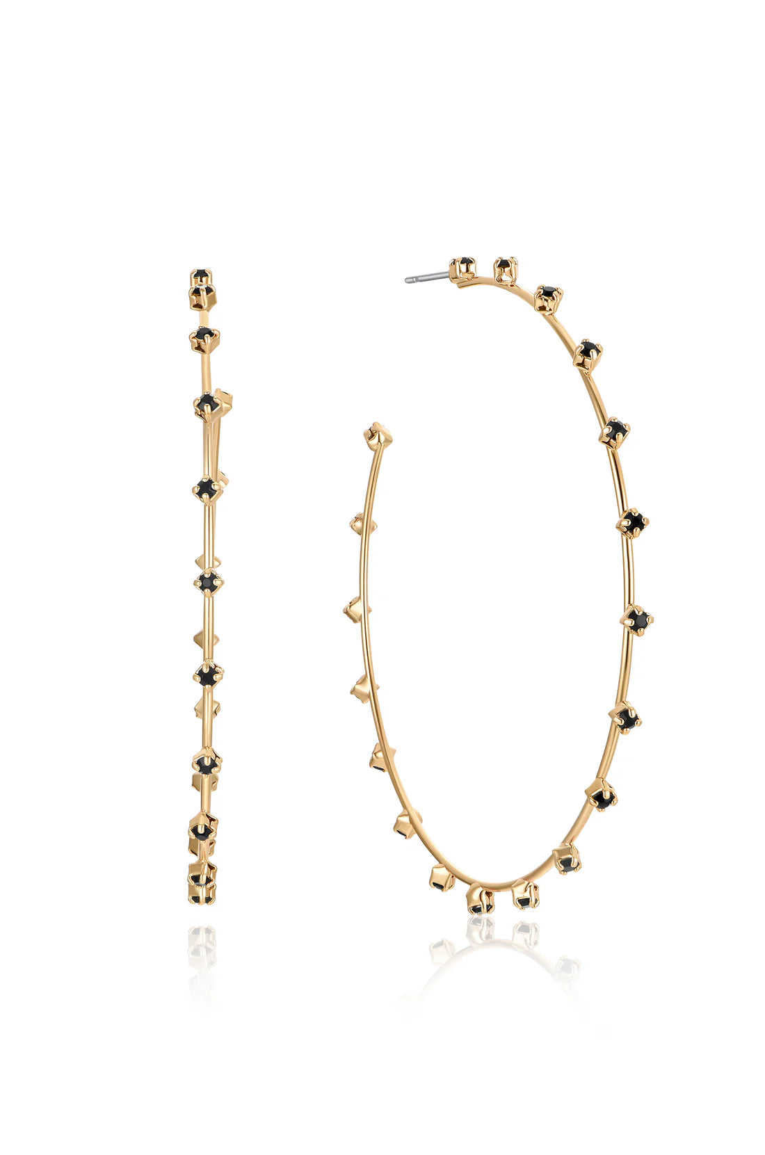 SIMPLE SPARK CRYSTAL HOOPS- BLACK CRYSTAL