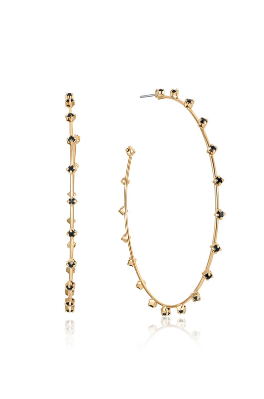 SIMPLE SPARK CRYSTAL HOOPS- BLACK CRYSTAL