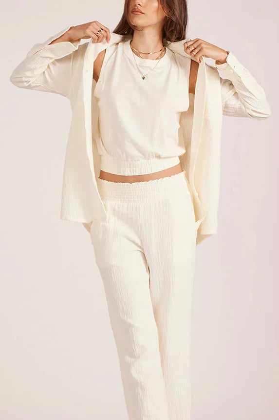 BUTTON FRONT L/S TOP