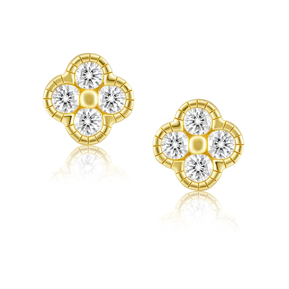 GRACIE CZ CLOVER STUDS - GOLD