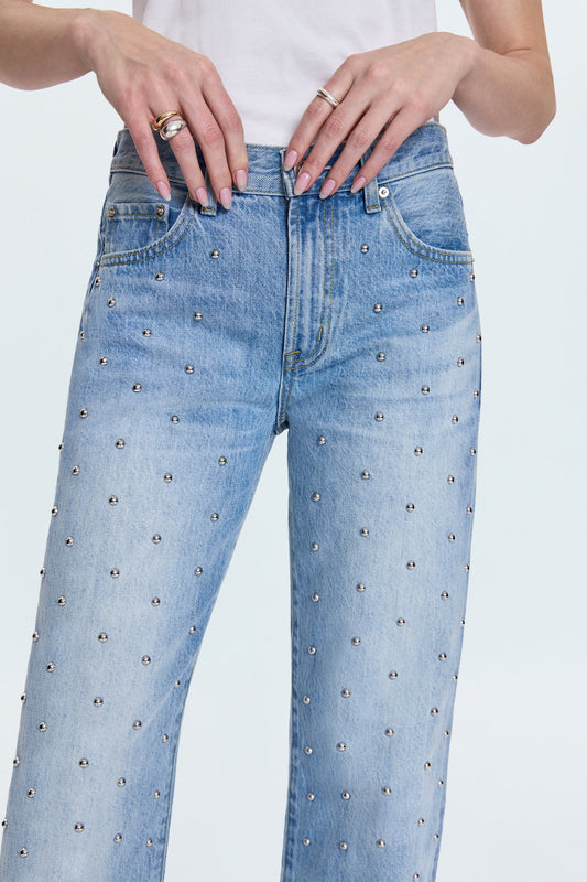 LEXI MID RISE BOWED STRAIGHT JEAN