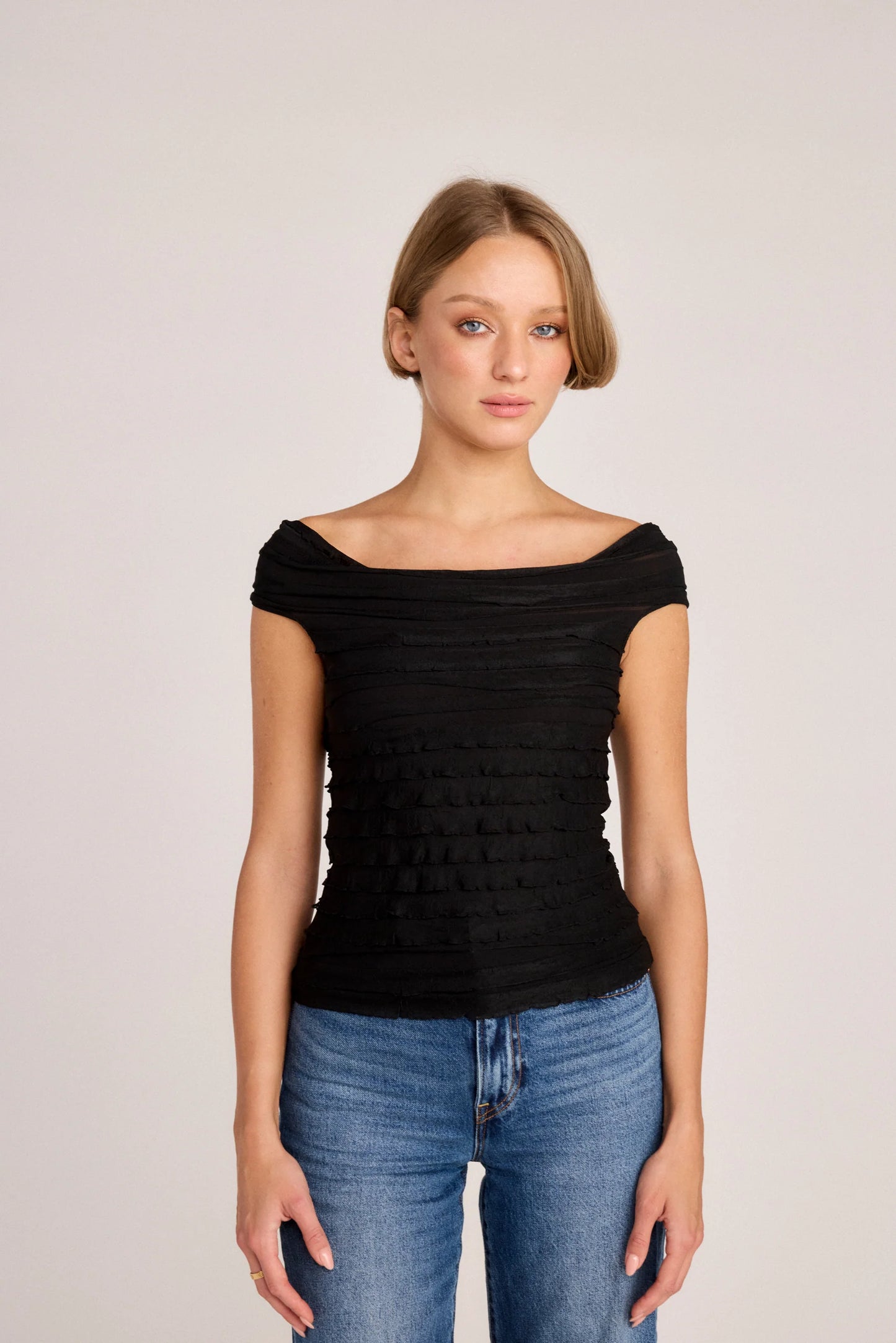 KAREN RUFFLE TOP