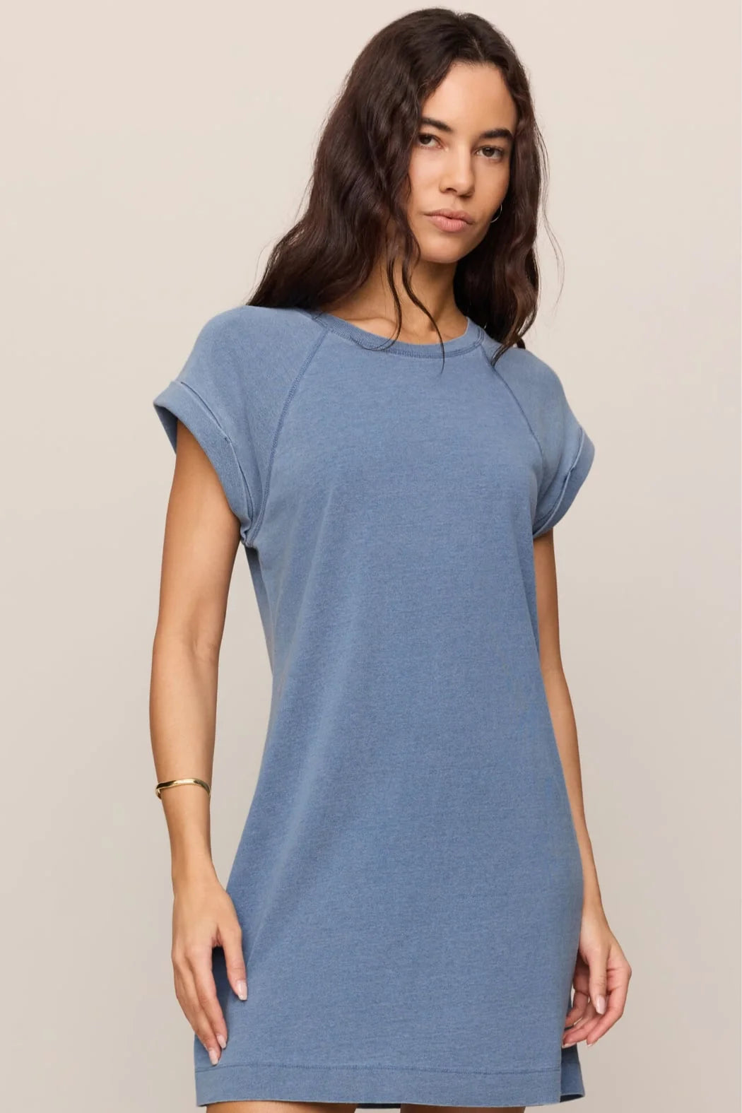 TATE JERSEY DENIM MINI DRESS