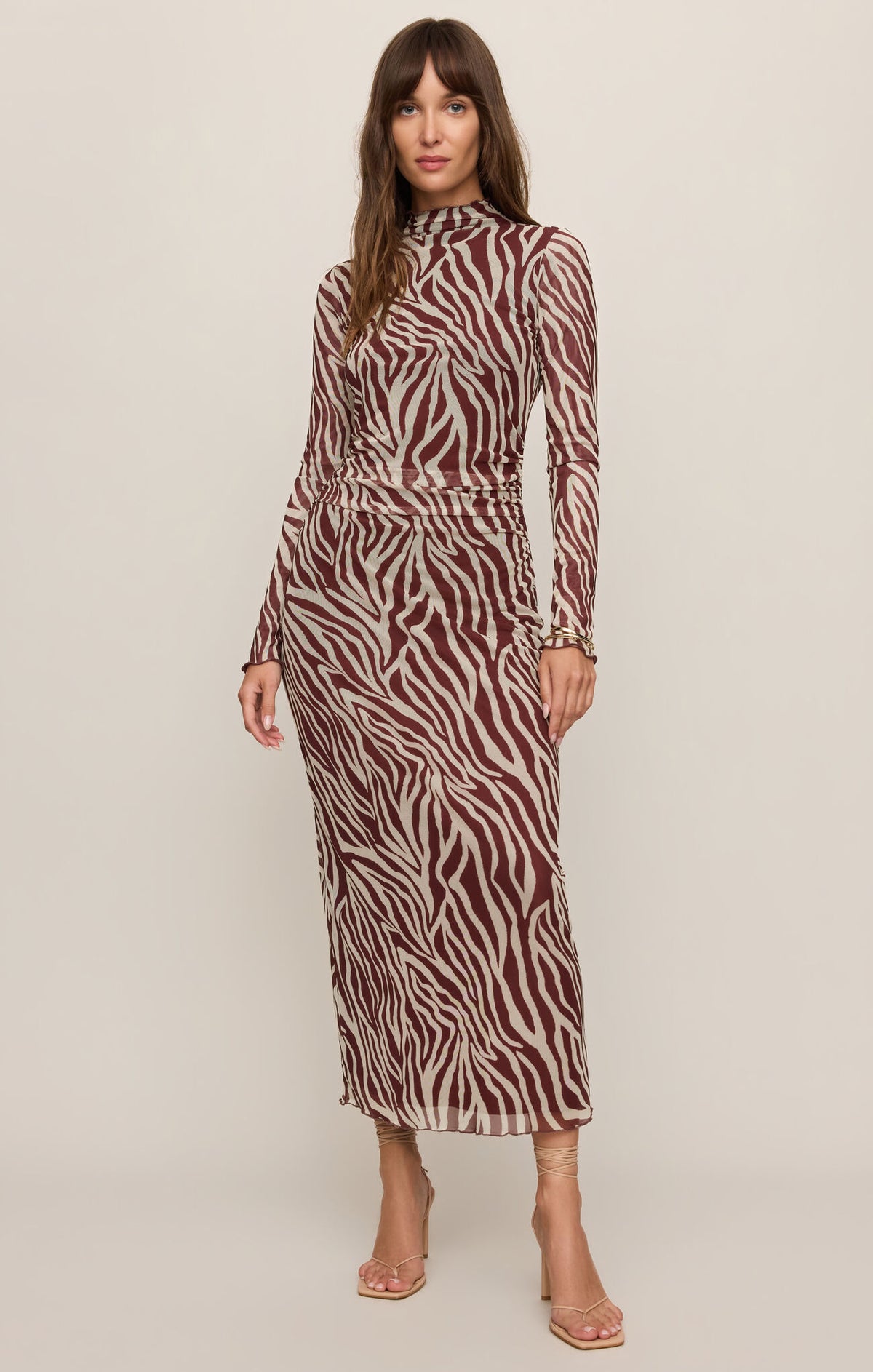 SEVILLA ZEBRA MESH MIDI DRESS