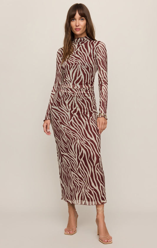 SEVILLA ZEBRA MESH MIDI DRESS