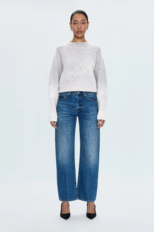 LEXI MID RISE BOWED STRAIGHT DENIM