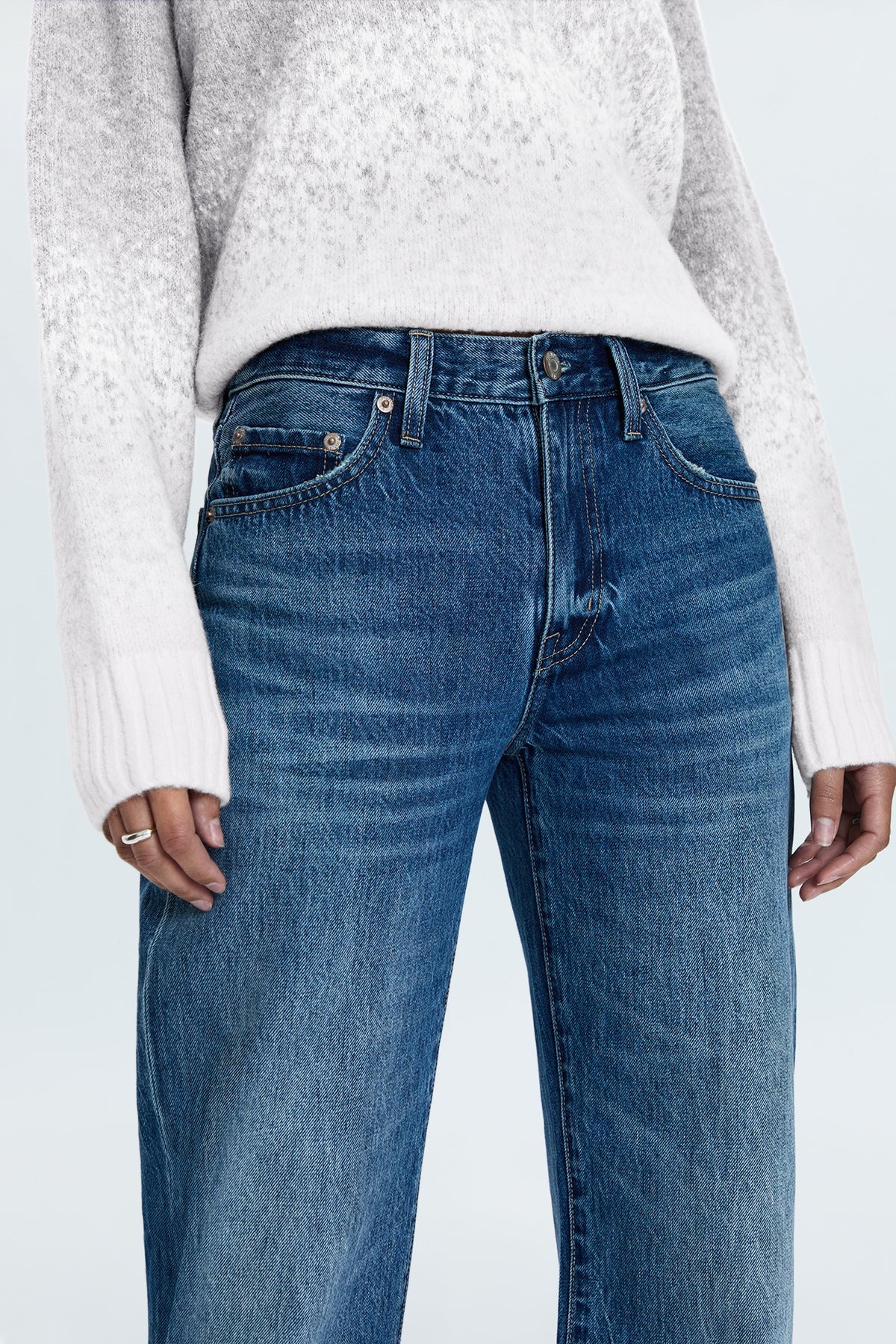 LEXI MID RISE BOWED STRAIGHT DENIM
