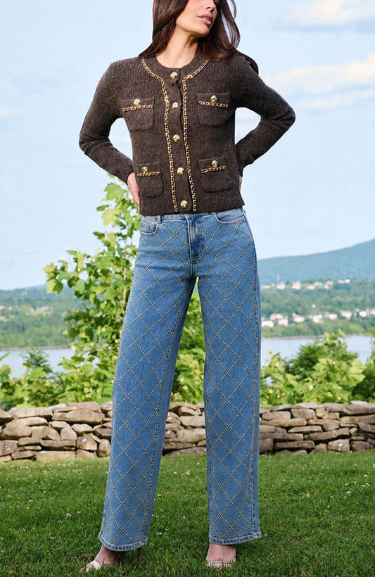 STARIA STUDDED PLAID JEANS