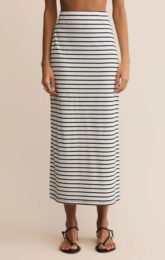 ANSLIE STRIPE MIDI SKIRT