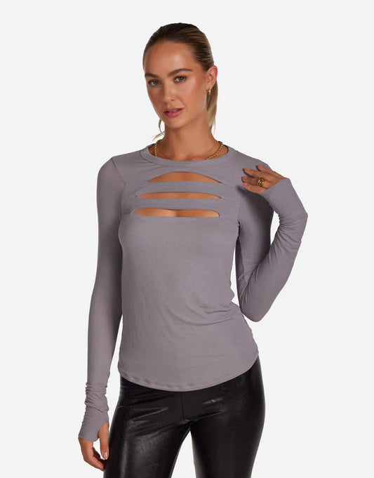 COLESON L/S CREW NECK W STRAPPY CUTOUTS