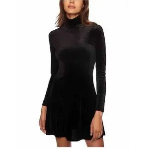 STRETCH VELVET MOCK NECK DRESS